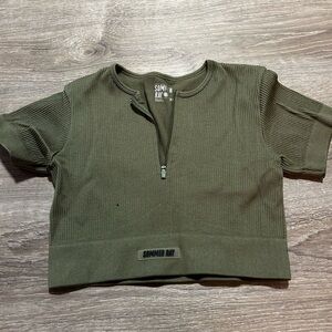 Urban Planet Olive Ribbed Crop Top